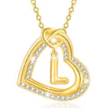 18K Gold Plated Love Heart Initial Necklaces for Women Girls CZ Bubble Letter L Pendant Chain Birthday Valentines Day Jewelry Gifts Teen Her Girlfriend Wife Lady Female Adults Kids Age Ideas
